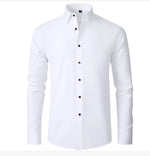 Carregue a imagem no visualizador da Galeria, 6xl New Spring and summer  elastic force non-iron men&#39;s long-sleeved business casual shirt solid color mercerized vertical shirt  Amaijoin
