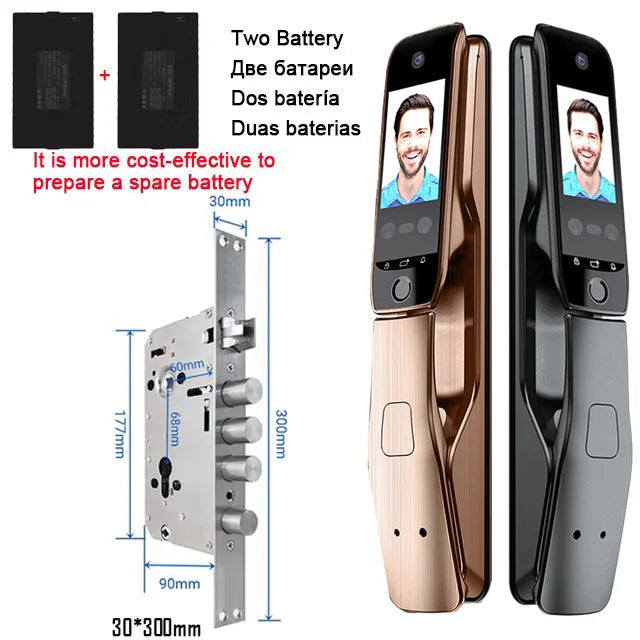 WiFi Tuya APP Voice Intercom Digital Door Lock  High Quanlity 3D Face Recognition Smart Door Lock With Camera  Amaijoin