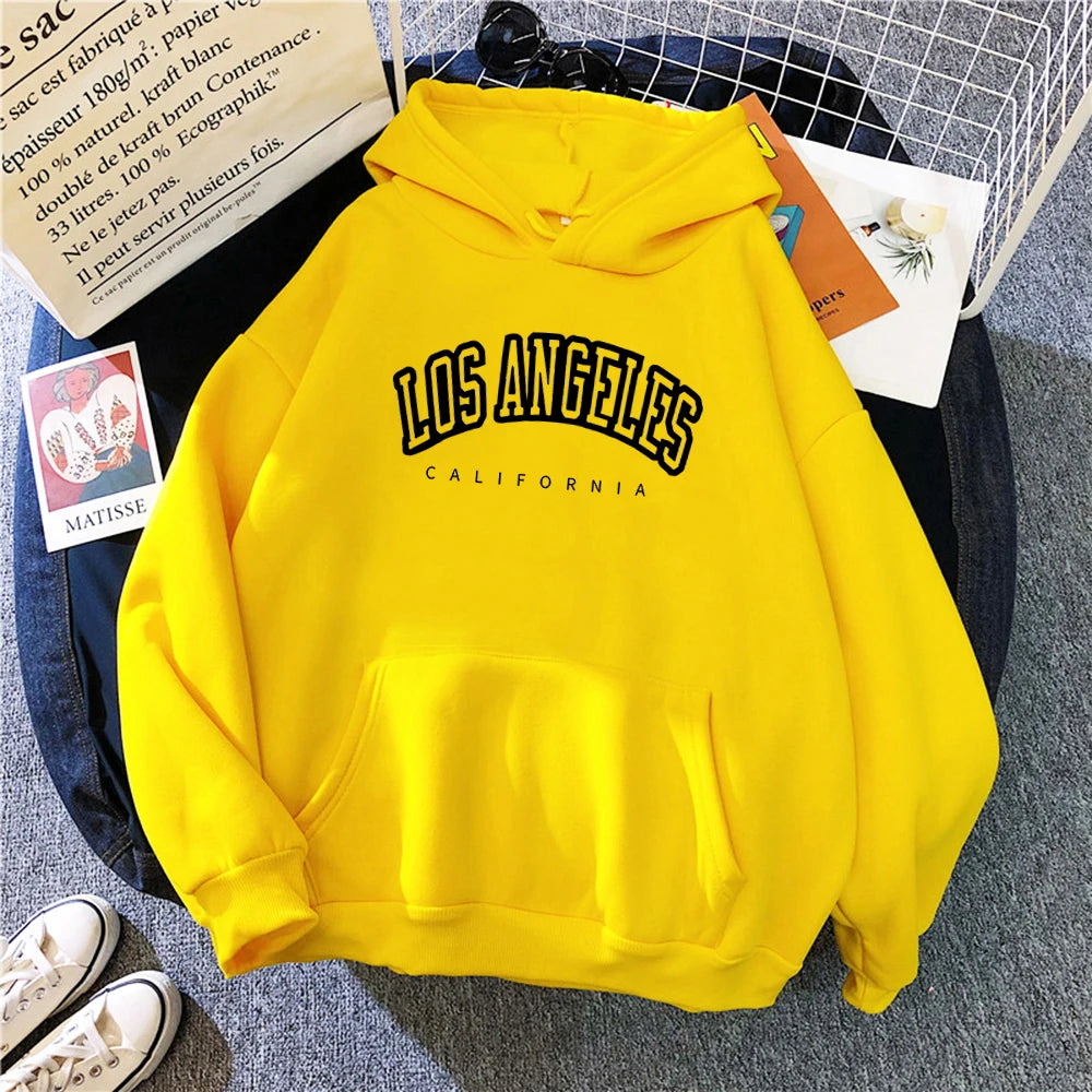 Hot Sale Los Angeles, California City Letter Print Hoody For Women Warm Oversize Sweatshirt Casual Street Hip Hop Clothes Female  Amaijoin