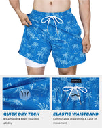 Carregue a imagem no visualizador da Galeria, SURF CUZ Mens Swim Trunks with Compression Liner Quick Dry Swim Shorts 7&quot; Swimming Trunks Stretch Bathing Suit Boardshorts  Amaijoin
