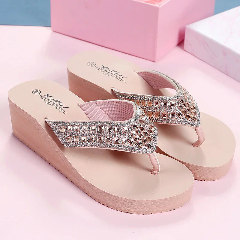 2024 Summer Bathroom Slippers Women Platform Flip Flop Outdoor Beach Shoes Light Sandals Slides Women Flip Flop Shoes for Women  Amaijoin