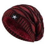 Carregue a imagem no visualizador da Galeria, New Unisex Slouchy Winter Hats Add Fur Lined Men And Women Warm Beanie Cap Casual Five-pointed Star Decor Winter Knitted Hats  Amaijoin
