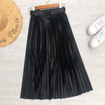 Load image into Gallery viewer, 2024 New High Waist Elegant Stain Women&#39;s Pleated Skirts with Belted Solid Skirts Mi-long Umbrella Skirt Spring Summer  Amaijoin
