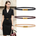 Load image into Gallery viewer, Women Skinny Patent Genuine Leather Slim Belt Adjustable Alloy Buckle Waist Belt for Dress  Amaijoin
