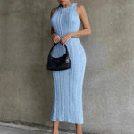 Carregue a imagem no visualizador da Galeria, Hugcitar Crochet Sleeveless O-Neck Bodycon Solid Sexy Sweater Dress 2023 Summer Women Streetwear Party Club Elegant Clothing Y2K  Amaijoin
