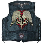 Carregue a imagem no visualizador da Galeria, Men&#39;s Motorcycle Leather Vest Fashion Embroidered Patches Sleeveless Biker Jacket Casual Streetwear Locomotive Club Punk Veste  Amaijoin
