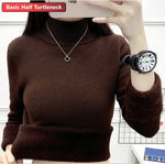 Carregue a imagem no visualizador da Galeria, Turtleneck Winter Sweater Women Elegant Thicken Velvet Lined Warm Sueter Knitted Pullover Slim Tops Jersey Knitwear Jumper New  Amaijoin
