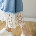 Carregue a imagem no visualizador da Galeria, Harajuku Lace Patchwork Denim Skirt Woman Korean High Waist Blue Midi Skirts Women Summer Fashion Plus Sized 3Xl A-Line Skirt  Amaijoin
