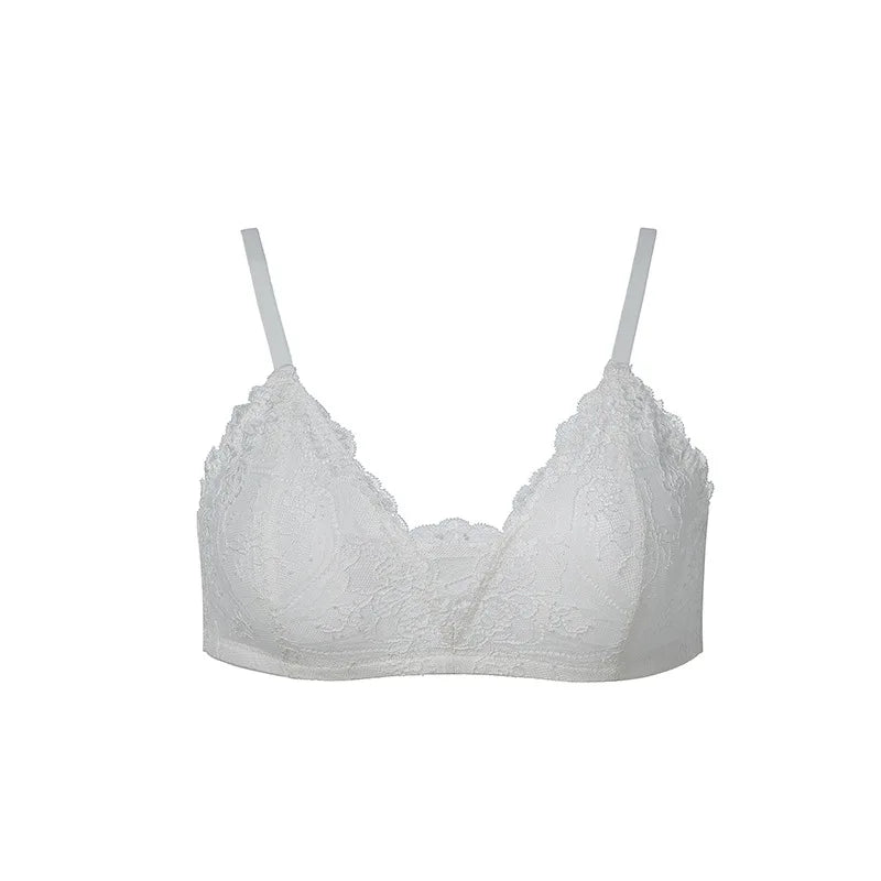 BirdTree, Lining 100%Real Silk Lace Bra, Women Wire Free No Coaster, French Sexy Breathable Underwear, 2024 Summer New P43949QC  Amaijoin