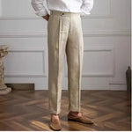 Carregue a imagem no visualizador da Galeria, 100% Linen Italian Naples Pants Men High Waist Straight  Suit Trousers Spring Summer Fashion Lightweight Breathable Casual Pants  Amaijoin
