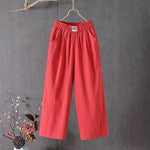 Carregue a imagem no visualizador da Galeria, M-4xl Summer Elastic Waist Women&#39;s Pants Casual Solid Cotton Linen Ankle Length Pants Female 2023 High Quality Baggy Trousers  Amaijoin
