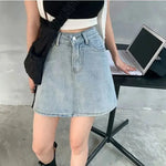 Carregue a imagem no visualizador da Galeria, Pink Denim Skirt Women&#39;s Loose-fit Korean Style High-waisted Slimming A- line Bodycon Mini Dress A- skirt  Amaijoin
