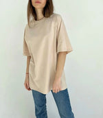 Load image into Gallery viewer, Hirsionsan 100% Cotton T Shirt Women 2023 Summer New Oversized Solid Tees Casual Basic Loose Tshirt Chic O Neck Female Tops  Amaijoin
