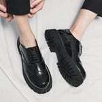 Carregue a imagem no visualizador da Galeria, Brogue Round Head Leather Brand Luxury Men Casual Driving Designer Black Thick Soled Lace Up Oxford Shoes Wedding Dress Shoes  Amaijoin
