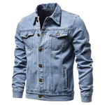 Load image into Gallery viewer, 2023 Spring Men Solid Lapel Denim Jackets Fashion Motorcycle Jeans Jackets Hommes Slim Fit Cotton Casual Black Blue Coats  Amaijoin
