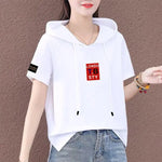 Carregue a imagem no visualizador da Galeria, Short Sleeve Summer Thin White T-shirt Women Casual Fashion Top Loose Style Polyester Fabric Cartoon Design  Amaijoin
