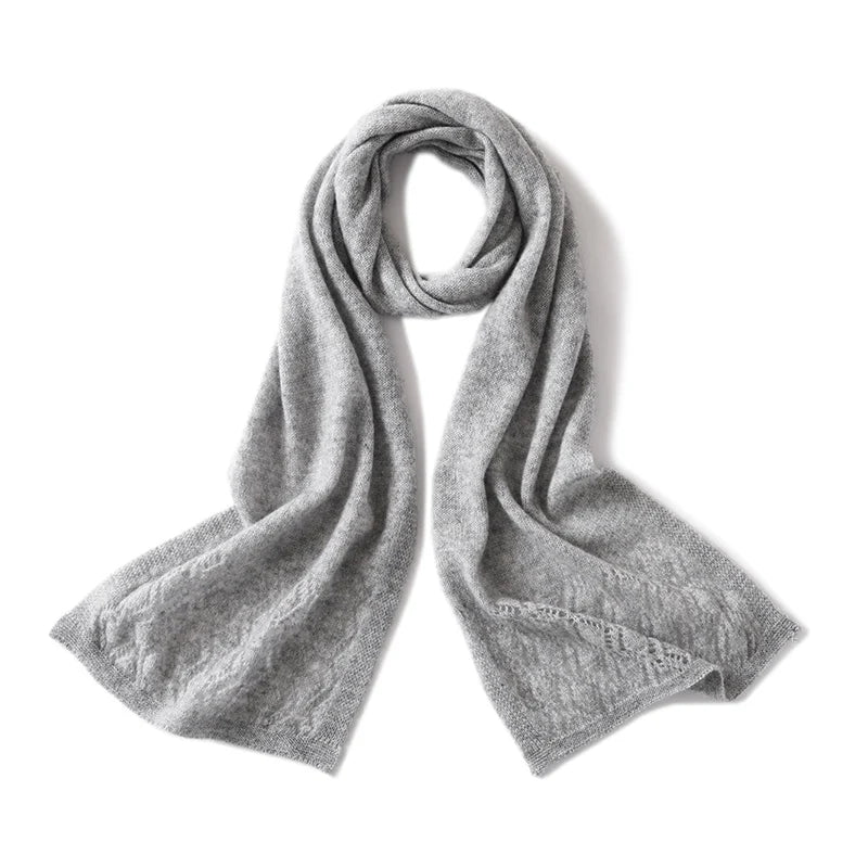 2023 New Autumn Winter Women 100% Pure Cashmere Knitted Scarf Solid Color Poncho Warm Fashion Capes Lady High Quality Scarves  Amaijoin