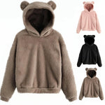 Carregue a imagem no visualizador da Galeria, Autumn Winter Women&#39;s Hoodies Winter Women Long Sleeve Rabbit Ear Hood Sweatshirt Cute Plush Warm Casual Hoodie Tops  Amaijoin
