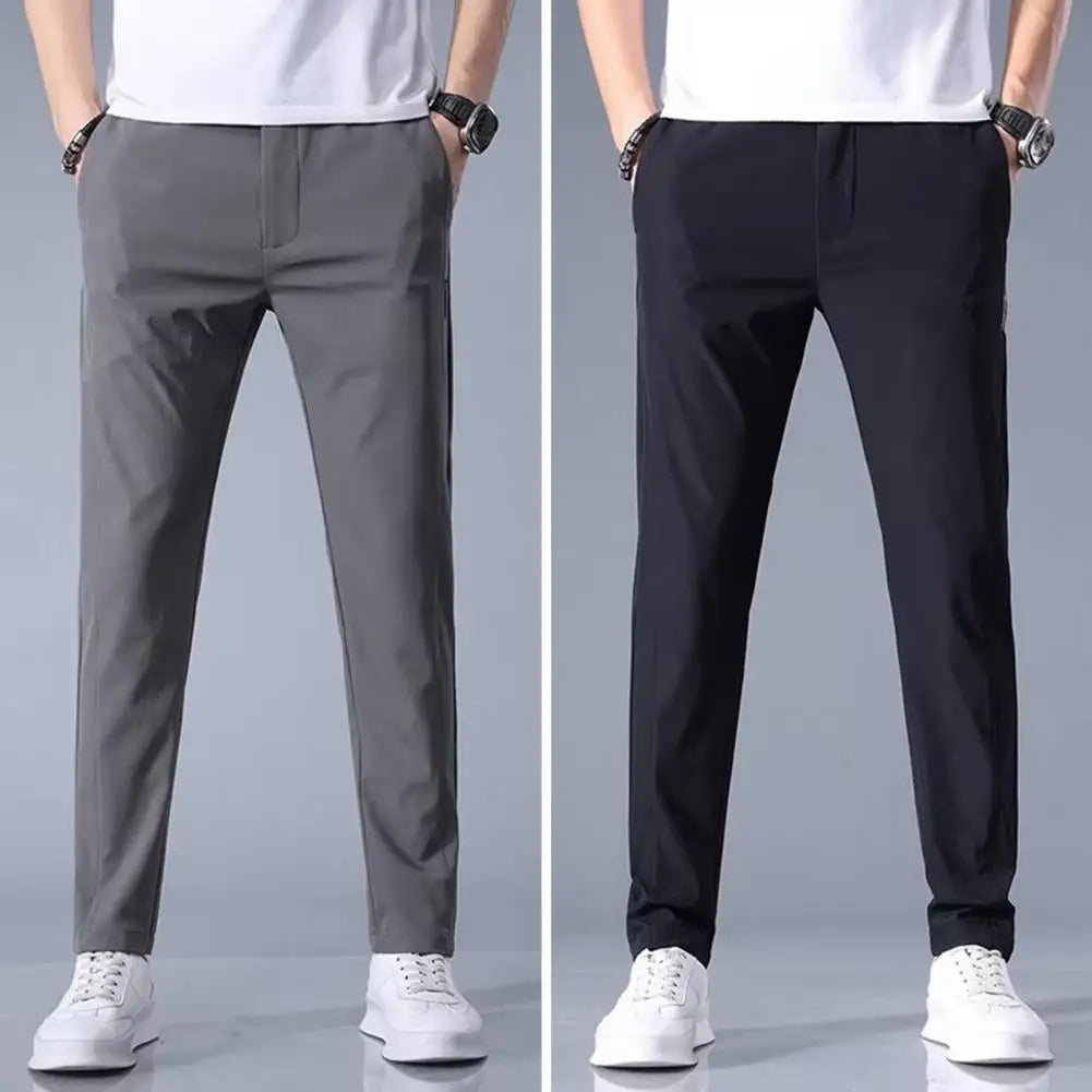 Chic Trousers Slim Fit Men Trousers Pockets Anti-wrinkle Men Summer Pants  Daily Wear  Amaijoin