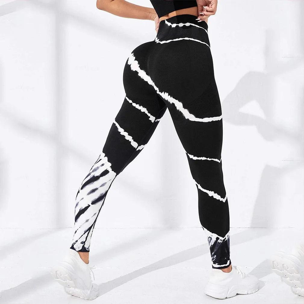 New 3D Print Tie Dye Sports Pants Women Seamless  Leggings High Waist Fitness Push Up Leggings Gym Clothing Workout Tights  Amaijoin