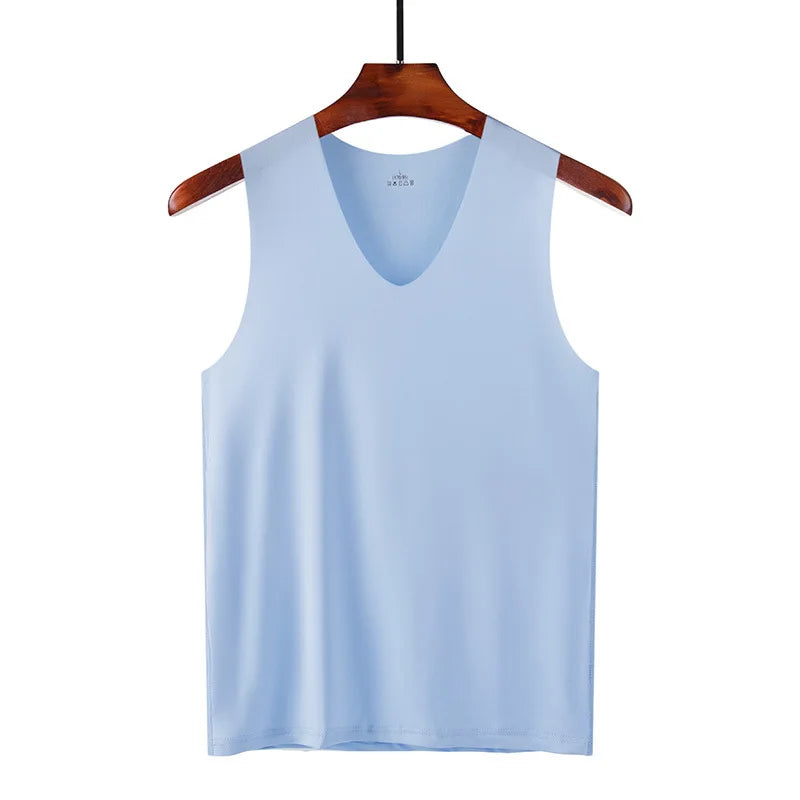 Men's Underwears Undershirts Summer Vest Men Traceless Ice Silk Tank Top Slim Fit Sports Fitness Sleeveless Breathable Singlet  Amaijoin