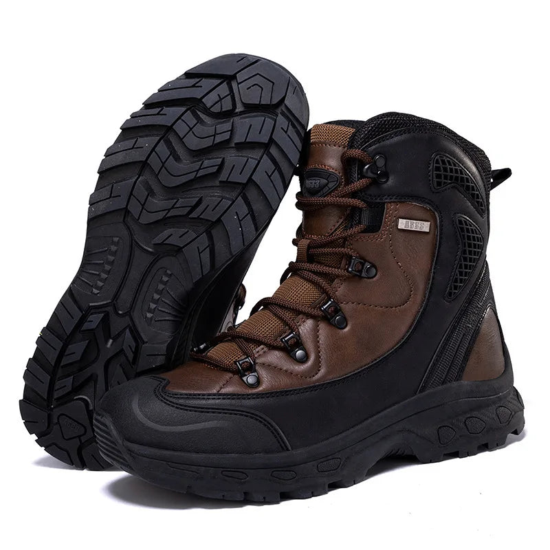 Men's Military Boots Rotating Button Men Desert Tactical Boots Outdoor Combat Boots Wear Resistant Man Winter Boots Hiking Shoes  Amaijoin