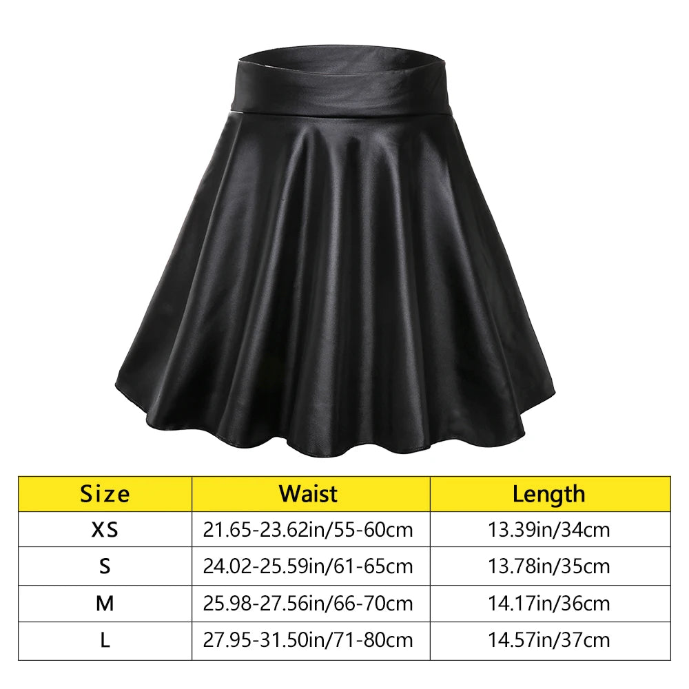 Women Faux Leather Skirts High Waist Elastic Mini High Waist Short Skirt Multipurpose For Skater Work Nightclub  Amaijoin