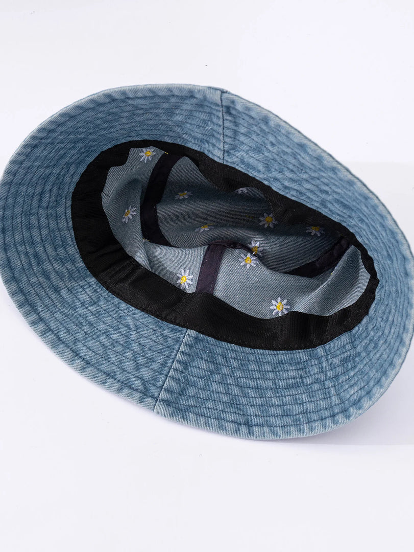 Little Daisy Embroidered Fisherman Hat for Women in Spring and Summer Fashion Versatile Sunshade and Sunscreen Show Small Face  Amaijoin