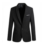 Carregue a imagem no visualizador da Galeria, Men Blazer Business Casual Single Breasted Flap Pockets Blazer Solid Color Suit Jacket Work Clothes Slim Fit Office Blazer Suit  Amaijoin
