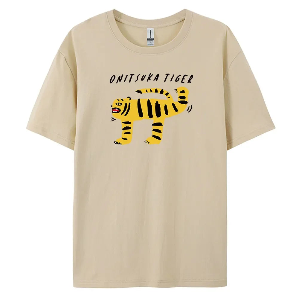 Tiger T-Shirt with Harajuku Style, Short Sleeves and 100% Cotton Fabric for Fashionable Look  Amaijoin