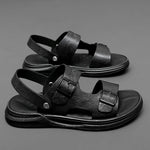 Carregue a imagem no visualizador da Galeria, Hot Sale Men Summer Shoes New Fashion Men Sandals Non-slip  Leather Slippers Adult Thick-soled Beach Shoes Open-toe Leather Flat  Amaijoin
