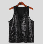 Carregue a imagem no visualizador da Galeria, INCERUN Men Tank Tops Sequins Sparkling O-neck Sleeveless Casual Male Vests Streetwear 2024 Summer Fashion Party Men Clothing  Amaijoin
