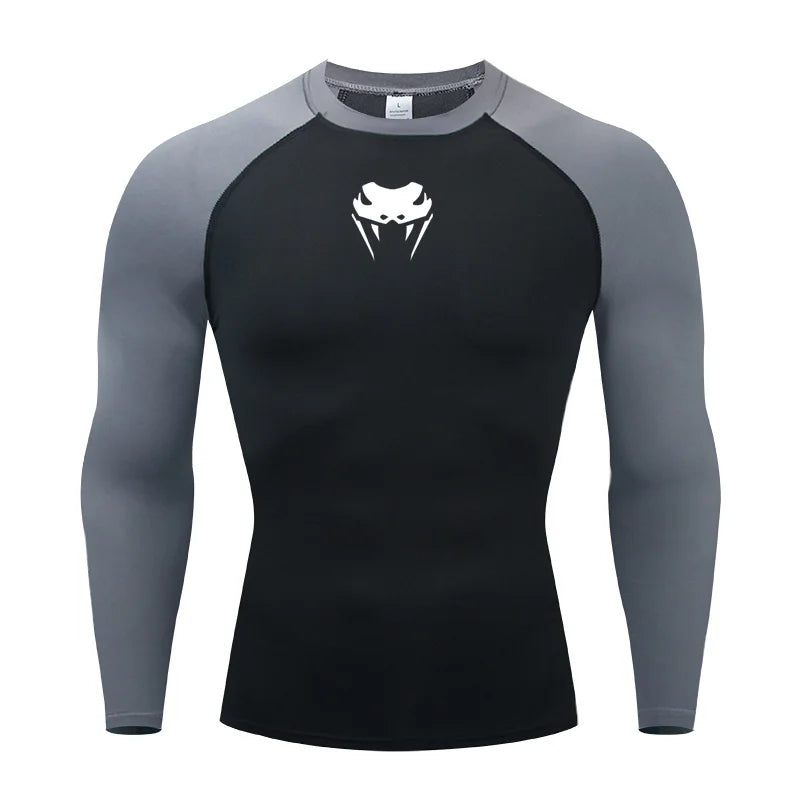 Men O-Neck Compression Shirt Gym MMA Long or Short Sleeve T-shirt Men's Fitness Bodybuilding Clothes Rashguard Sports Top Tees  Amaijoin