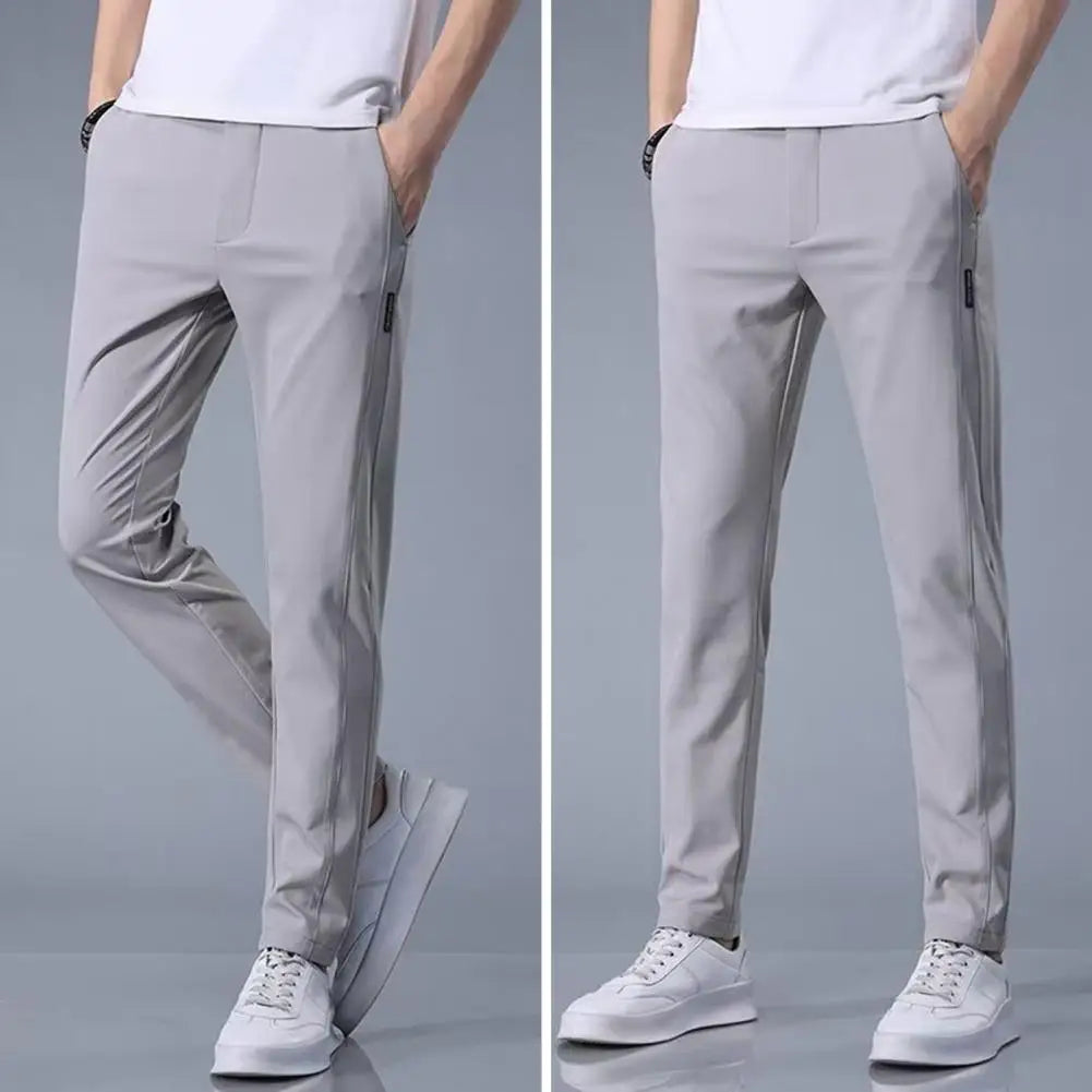 Chic Trousers Slim Fit Men Trousers Pockets Anti-wrinkle Men Summer Pants  Daily Wear  Amaijoin