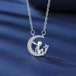 Carregue a imagem no visualizador da Galeria, 925 Sterling Silver Moon Necklace Pendant Zircon For Women Fashion Exquisite Student Girlfriend Jewelry Accessories Heart Gift  Amaijoin
