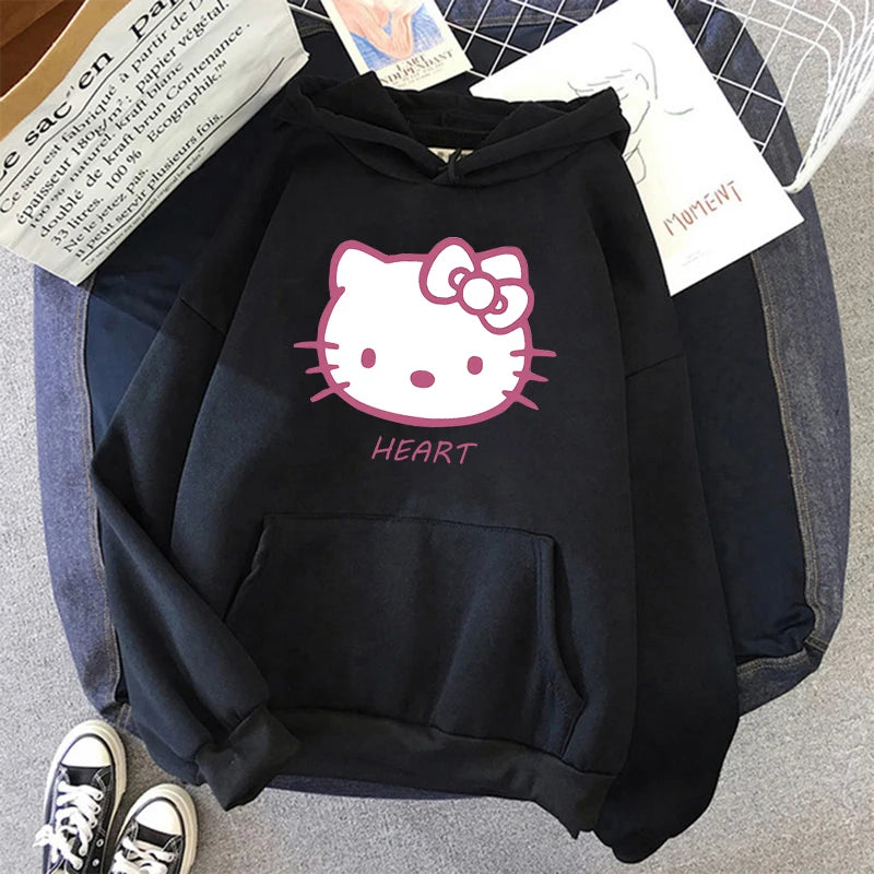 Women 90s Y2k 2000s Hoodies Hello Kitty Hip Hop Hoodie Sanrio Sweatshirt Clothes Tops Sweatshirt Clothing Streetwear  Amaijoin