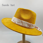 Carregue a imagem no visualizador da Galeria, Hand-painted Fedora Hat Men&#39;s and Women&#39;s Hat Panama Spring Autumn Fashion with Wrapped Feather Wool Fedora Hat Big Brim  Amaijoin
