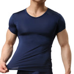 Carregue a imagem no visualizador da Galeria, Men&#39;s Sheer Undershirts Man Ice Silk Mesh See through Basics Shirts Sexy Fitness Bodybuilding Underwear  Amaijoin
