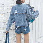 Carregue a imagem no visualizador da Galeria, 2024 New Women Coat Cartoon Sticker Embroidered Sequin Short Denim Jacket Loose Bowknot Top  Amaijoin
