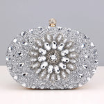 Load image into Gallery viewer, Flower Rhinestones Evening Bags Metal Prom Clutch Diamonds Clutch With Chain Shoulder Handbags Wedding Female Purse  Amaijoin
