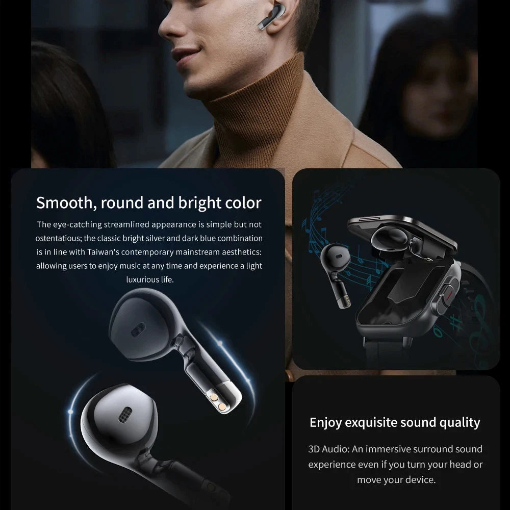 2024 New Men Bluetooth earphones Smart Watch 2.01" Headset 2 in 1 Outdoor sports Women clamshell Earplugs Smart Watch PK X7 D8  Amaijoin