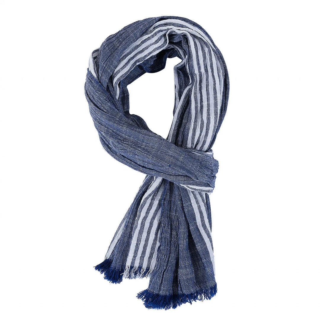 Designer Fashion Men Scarf Striped Cotton Linen Men Scarves Autumn Winter Warm Pashmina Male Brand Shawl Tassel Bufandas  Amaijoin