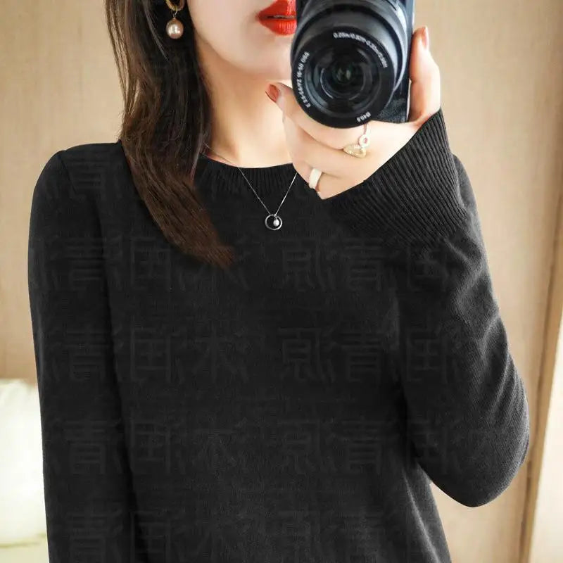 Warm Sweater for Women Wool Soft O-neck Pullover Autumn Winter Casual Knit Top Solid Color Regular Female Knitwear Woolen Woman  Amaijoin