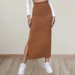 Carregue a imagem no visualizador da Galeria, Women Long Skirts High Waist Bodycon Skirt Women Solid Split Pink Skirt Autumn Winter Streetwear Straight Black Midi Skirt  Amaijoin
