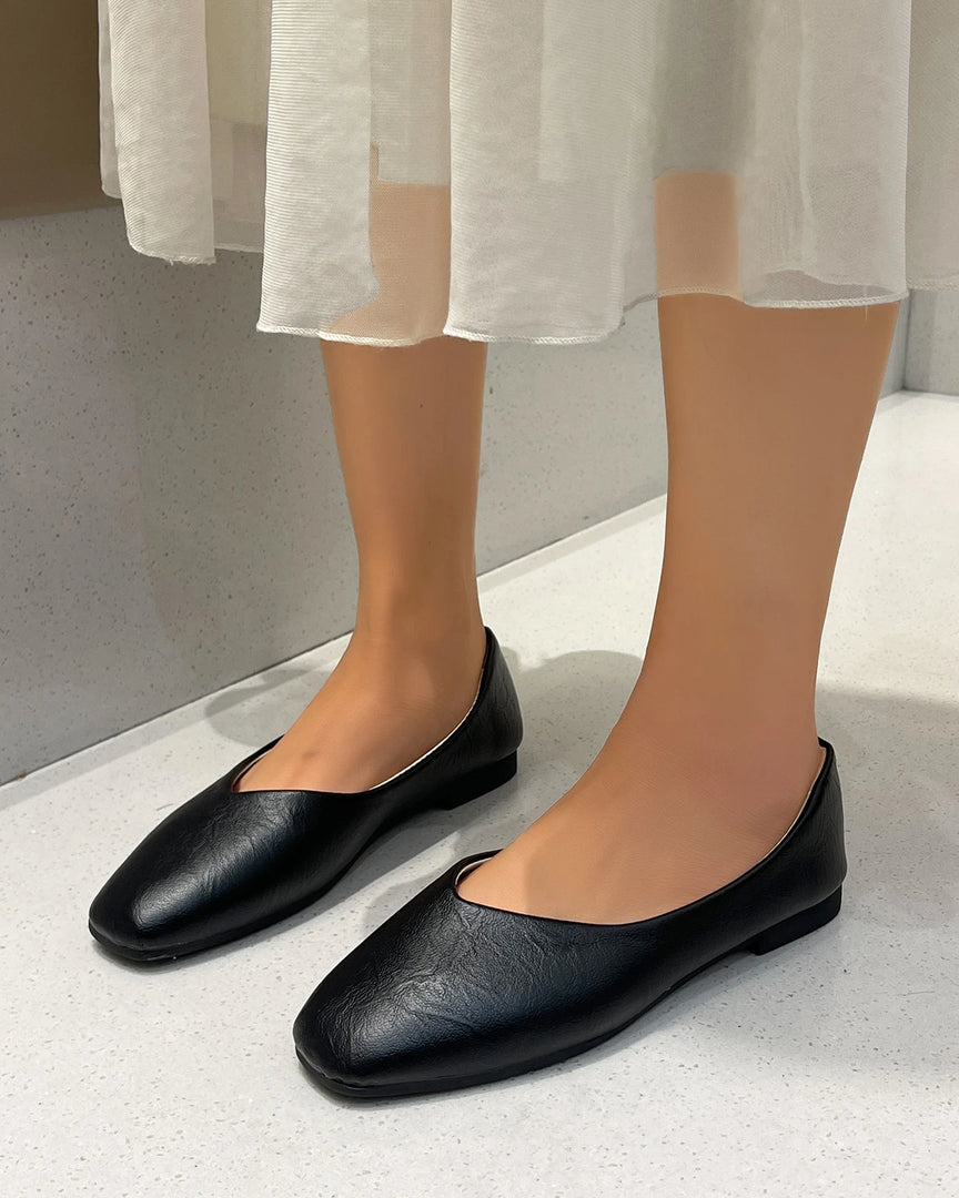 Spring Summer Fashion New Casual Shallow Mouth Breathable Flat Shoes Elegant Square Toe Low Heel Simple Women's ShoesNO:C1622  Amaijoin