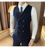 Carregue a imagem no visualizador da Galeria, High Quality Double-Breasted Solid Mens Vest Coat Korean Style Business Slim Fit Male Waistcoat Groom Wedding Dress Suit Vests  Amaijoin
