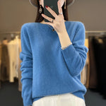 Carregue a imagem no visualizador da Galeria, Warm Sweater for Women Wool Soft O-neck Pullover Autumn Winter Casual Knit Top Solid Color Regular Female Knitwear Woolen Woman  Amaijoin
