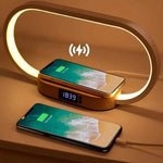 Carregue a imagem no visualizador da Galeria, Multifunction Wireless Charger Pad Stand Clock LED Desk Lamp Night Light USB Port Fast Charging Station Dock for iPhone Samsung  Amaijoin
