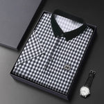 Load image into Gallery viewer, New Men&#39;s Plaid Badge Short Sleeved POLO Shirt Summer Casual Top  Amaijoin
