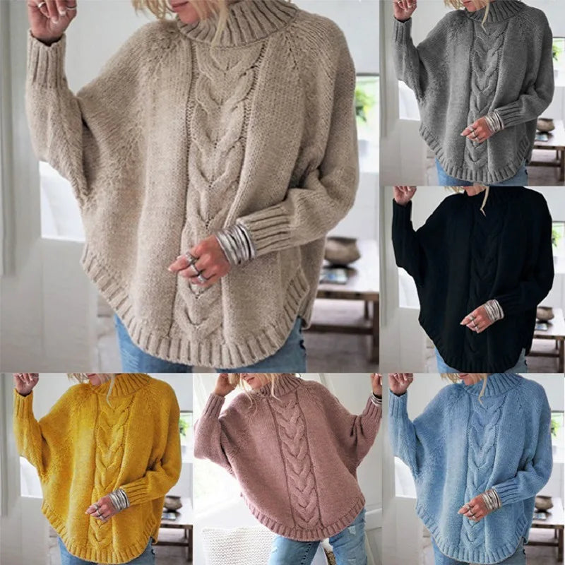 Women Sweater Casual Pullovers Autumn Winter Basics Knitted Loose O-neck Batwing Sleeve Elegance Sweet Female Clothing  Amaijoin